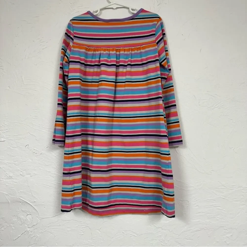 Hanna Andersson Striped Colorful Long Sleeve Dress Girls 6-7 Casual Comfort